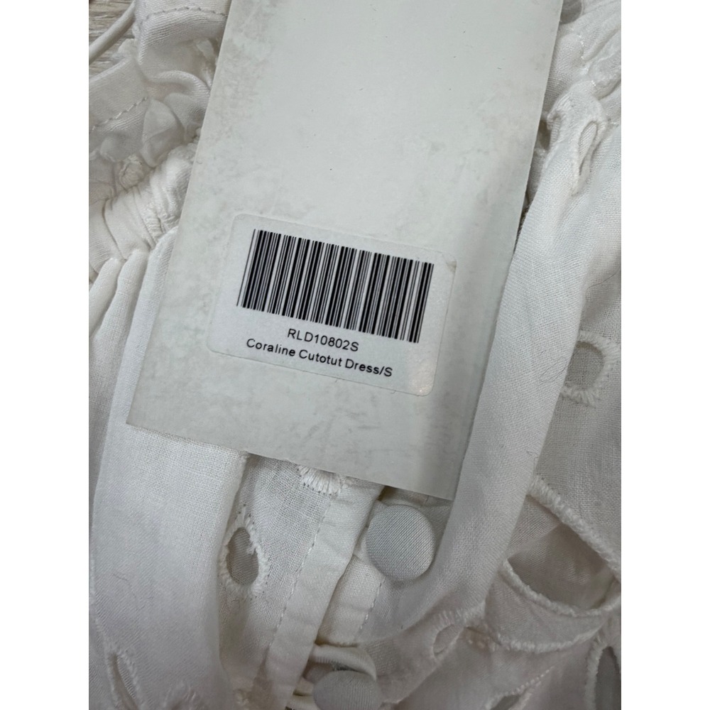 Sabo Luxe Coraline Cutout Dress White Eyelet Cotton Mini Puff Sleeve Size S NEW - Picture 4 of 8